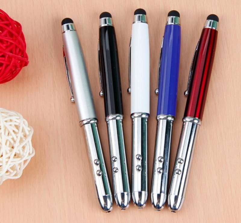 Hot Sale 4 in 1 Metal Laser Pointer Pen LED Torch Touch Screen Stylus Ball Pen