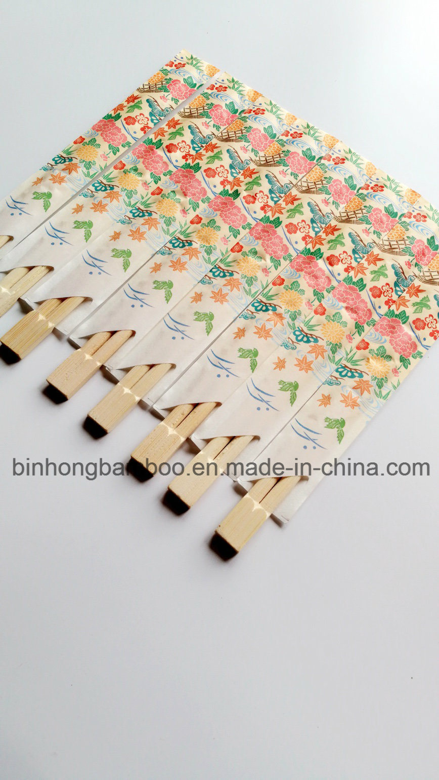 Flower Print Bamboo Chopsticks with Sleeve Paper Wrapped
