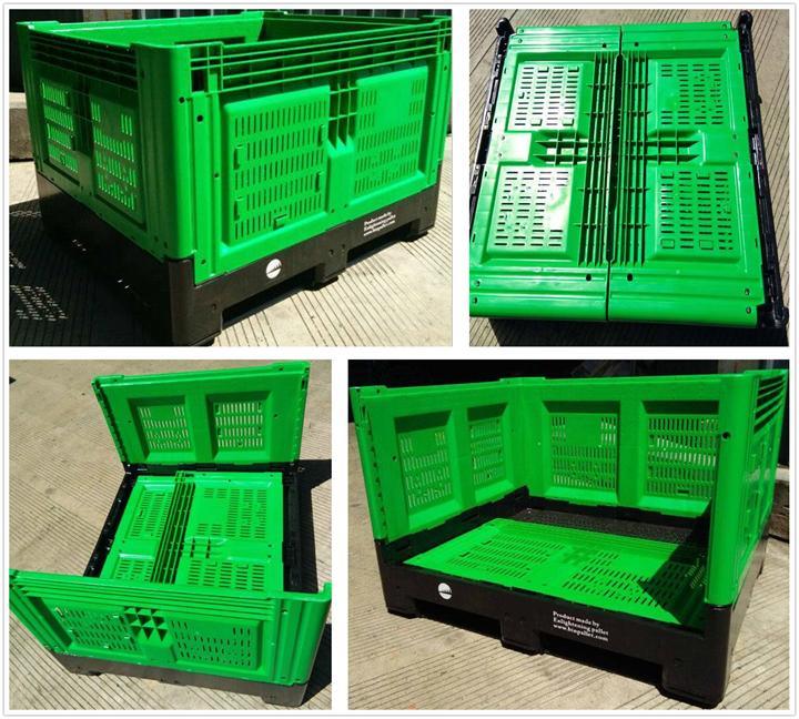 Large Volume Plastic Stackable Storage Foldable Agriculture Pallet Crate