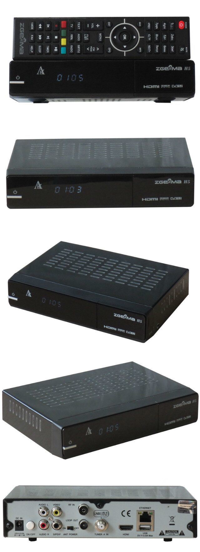 DVB-S2 + DVB-T2/C HD Combo Receiver Zgemma H5 Supports H. 265 Hevc