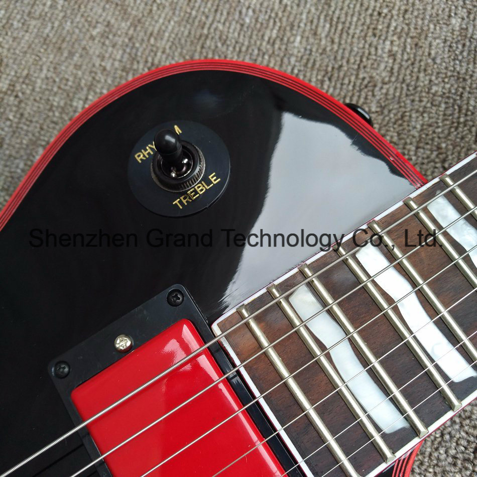 Custom Ltd Black Electric Guitar with Red Binding Pickups (GTD-5)