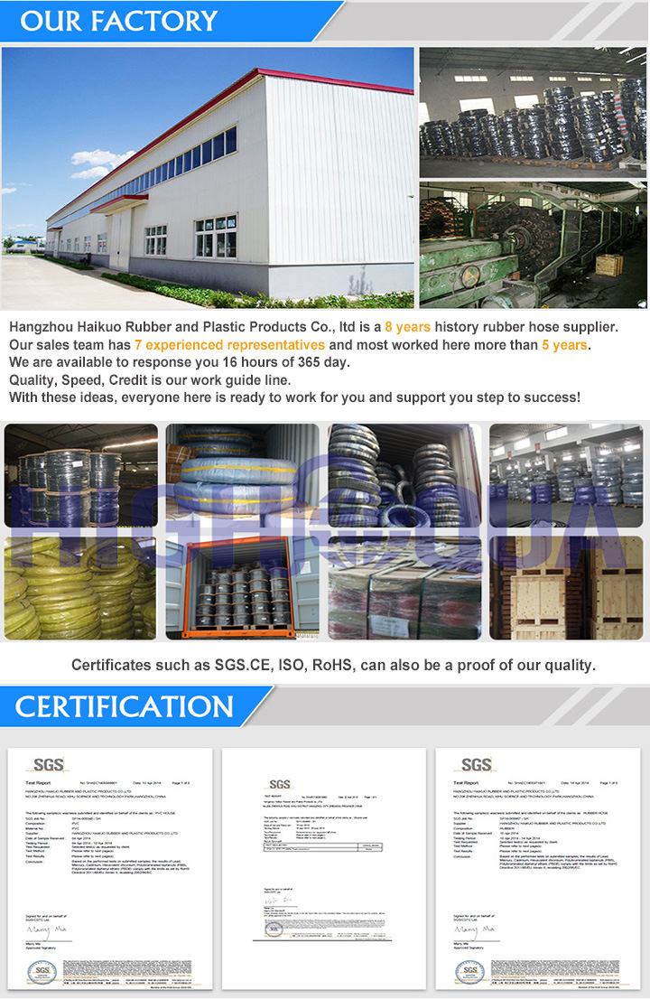 Fiber Braid Flexible Hose Smooth Surface Rubber Air Hose