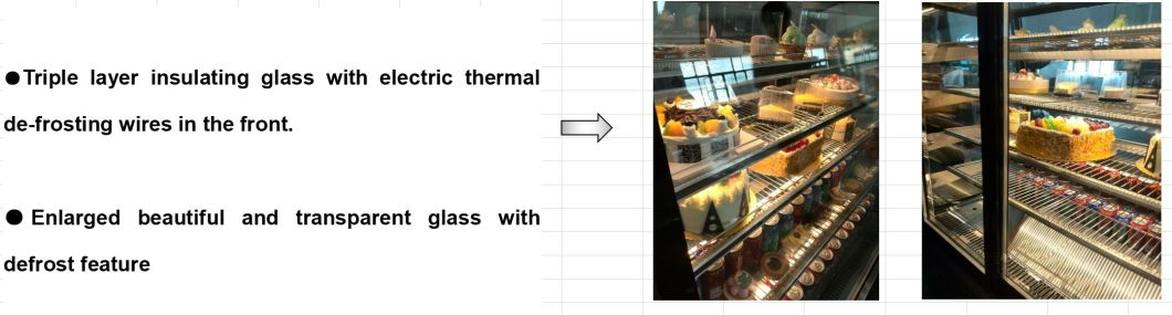 Deluxe Stainless Steel Refrigerated Square Cake Showcase with Four Layers