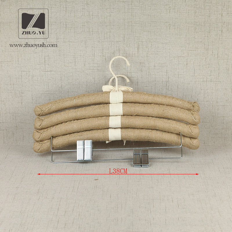 Natural Linen Satin Padded Hangers for Clothes Brand Shop