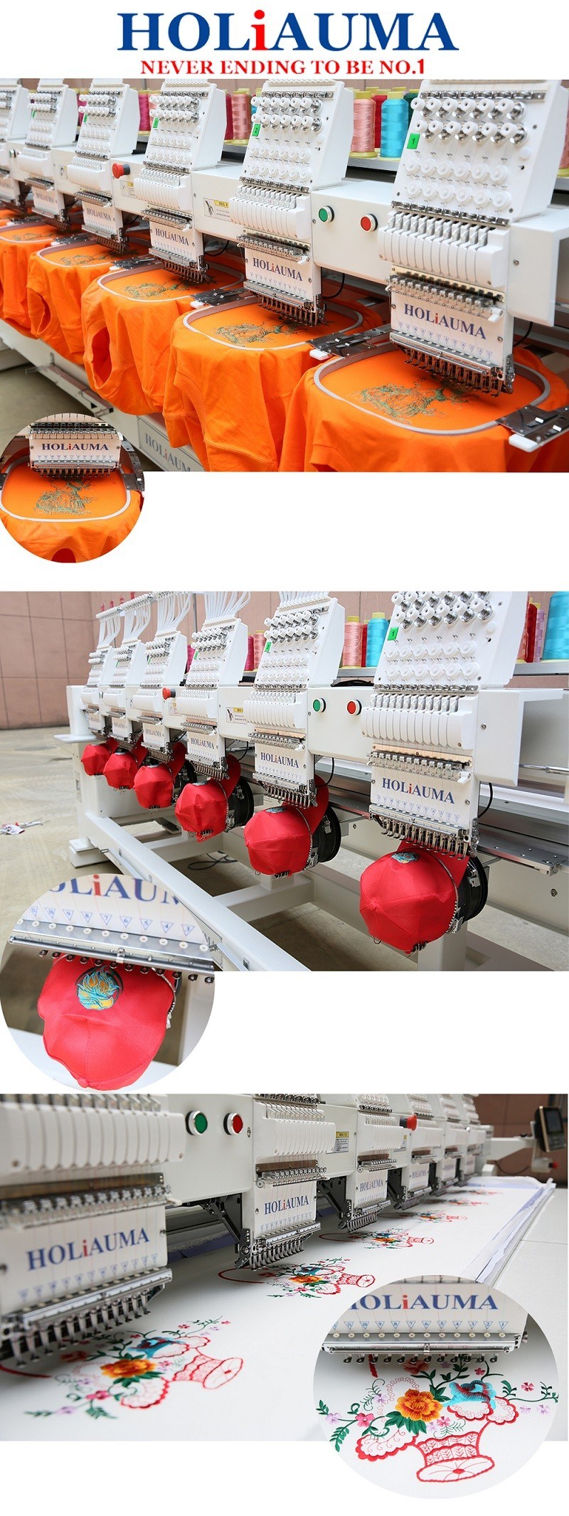 Touch Screen 8 Heads 15 Stitch Multicolors Thread Computerized Embroidery Machine Price in Sale