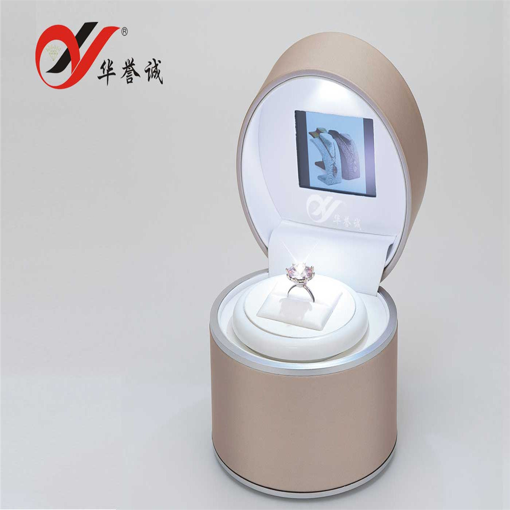 PU Leather+LED Light+Video+Music Jewelry Ring Box