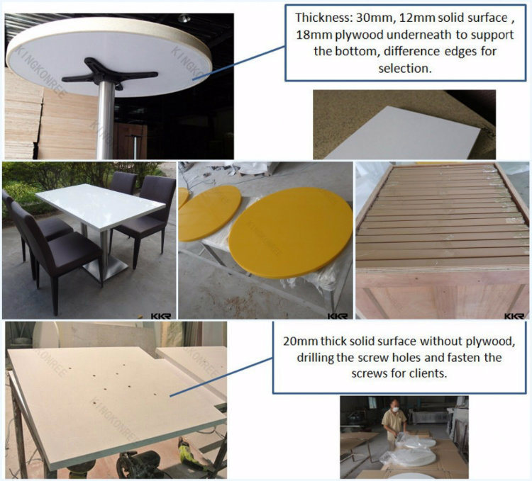 Solid Surface 700mm Restaurant Square Dining Tables