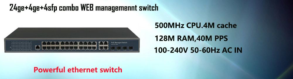 24 Port Giga Managed Power Over Ethernet (POE) Switch with 4 Giga SFP (TS2824GM)