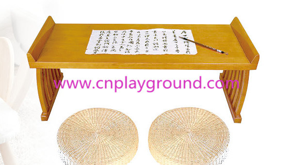 Calligraphic Class Desk with Two Cattail Hassock (HG-3602)