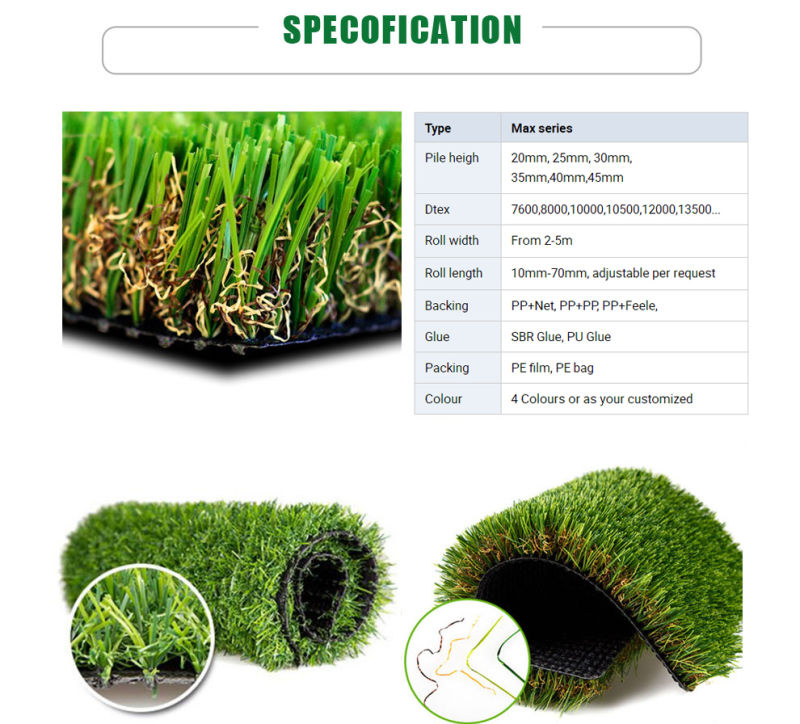 U Shape Garden Synthetic Artificial Grass Turf for Home Decoration