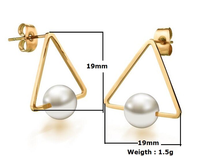 2018 Girl Simple Studs Earrings Fashion Jewelry Triangle Pearl Earrings Brincos for Women Gold Perle Boucles D'oreilles Femmes