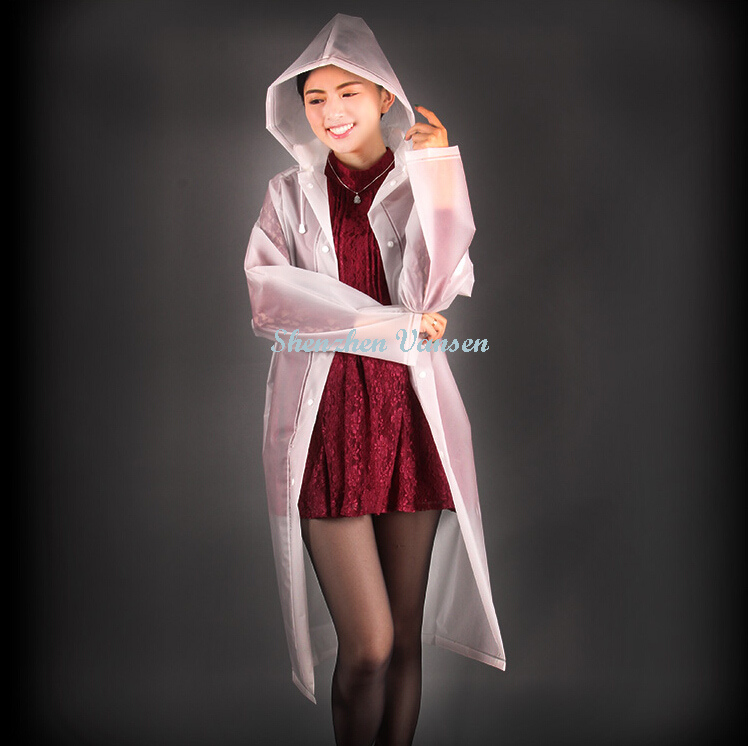 Fashion EVA Long Raincoat with Removable Hood