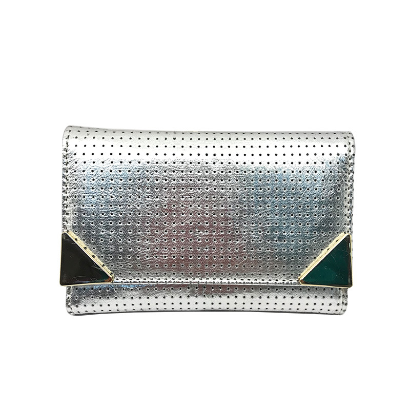 Lcq-0140 Guangzhou Handbag Factory Wholesale Lady Purse Trend Laser PU Leather Tri-Fold Wallet for Women 2018 Summer