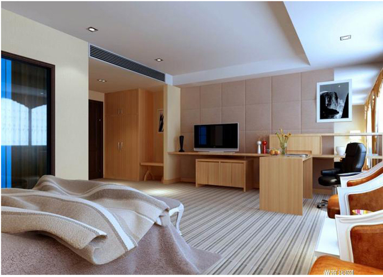 Australian Style Plywood Hotel Room Double Beds with Chair