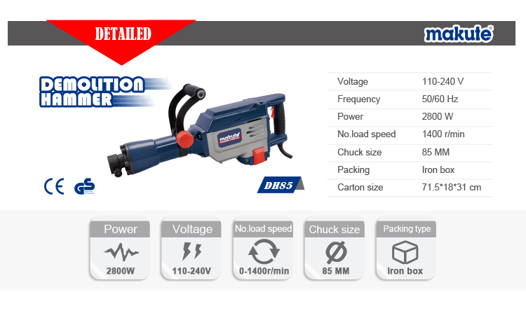 2800W 85mm Demolition Hammer/Electric Demolition Hammer