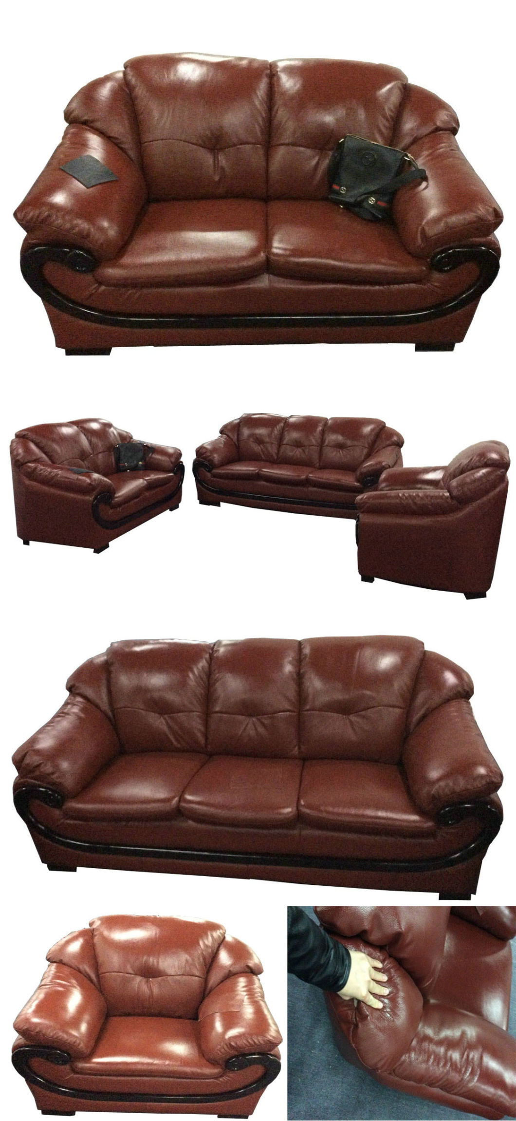 Best Quality 1+2+3 Style Modern Office Leather Sofa (Y986)