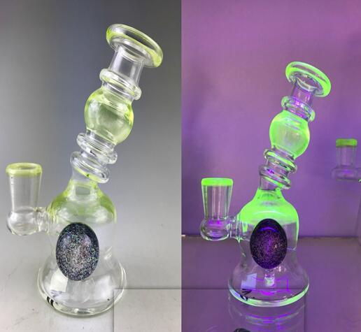 Wholesale Mini UV Green Color Avaliable Light Glass Water Pipe for Smoking