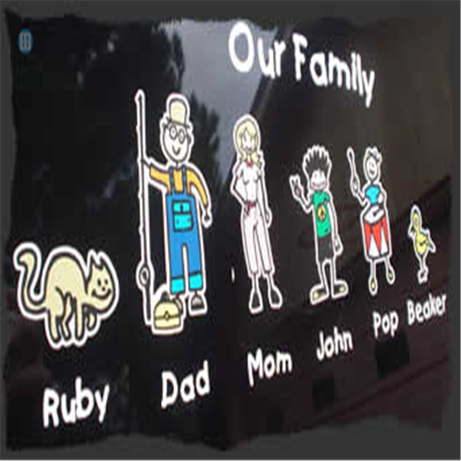 Full Color Waterproof Car Family Sticker Decals