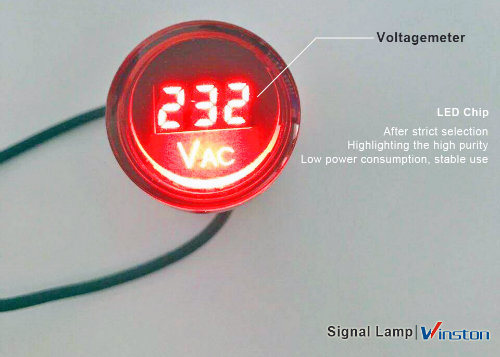 with Voltagemeter Indicator Light LED Signal Lamp (AD22-RV)