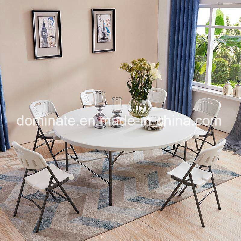 150cm Plastic Restaurant Round Folding Dining Table for 8 People