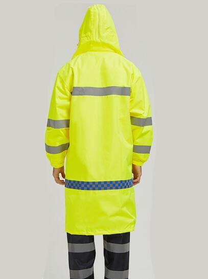 Hooded Relfective Nylon Oxford Police Raincoat