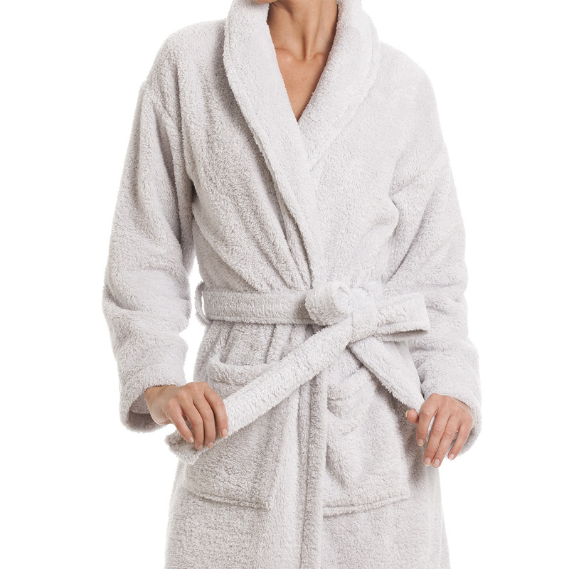 Classic Shawl Collar Cotton White Bath Robes Terry/Velour Hotel Bathrobe