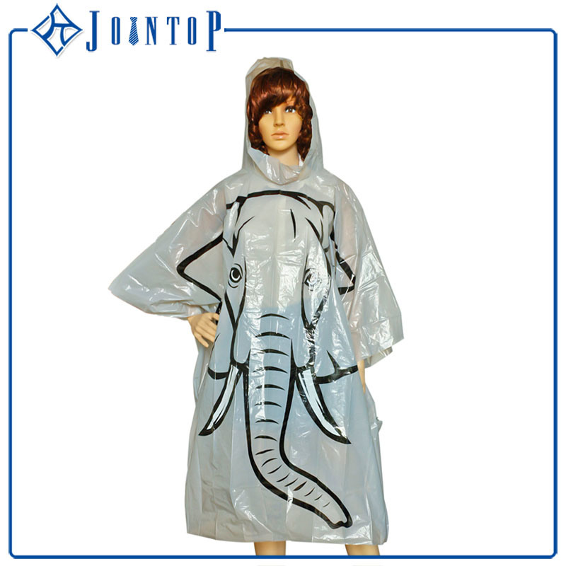 Non-Disposable Clear Custom Printed PVC Rain Coat Poncho