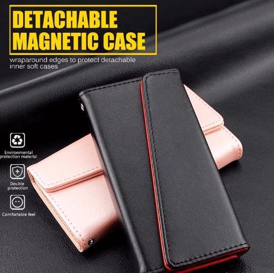 Detachable Magnetic Snap-on PU Leather Wallet Cases Card Slot Flip Case Cover