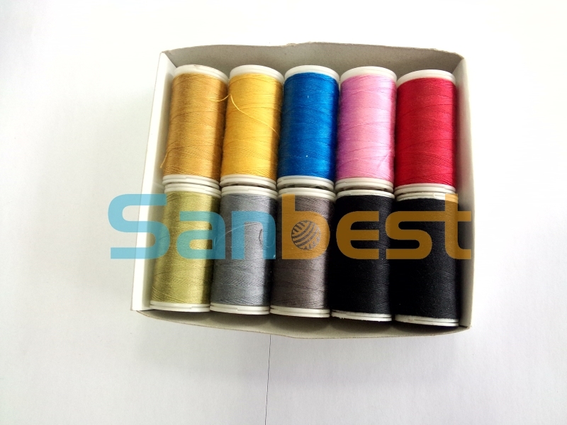 Colorful Spun Plyester Sewing Thread on Small Reels