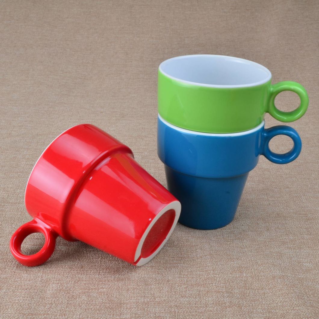 Glaze Colorful Staclabe Ceramic Cup of Tea for Promotion