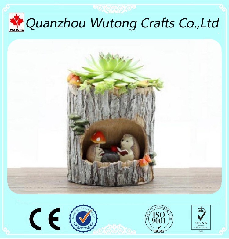 Tree Hole Cartoon Aminal Resin Flower Pots Outdoor Plant Pots