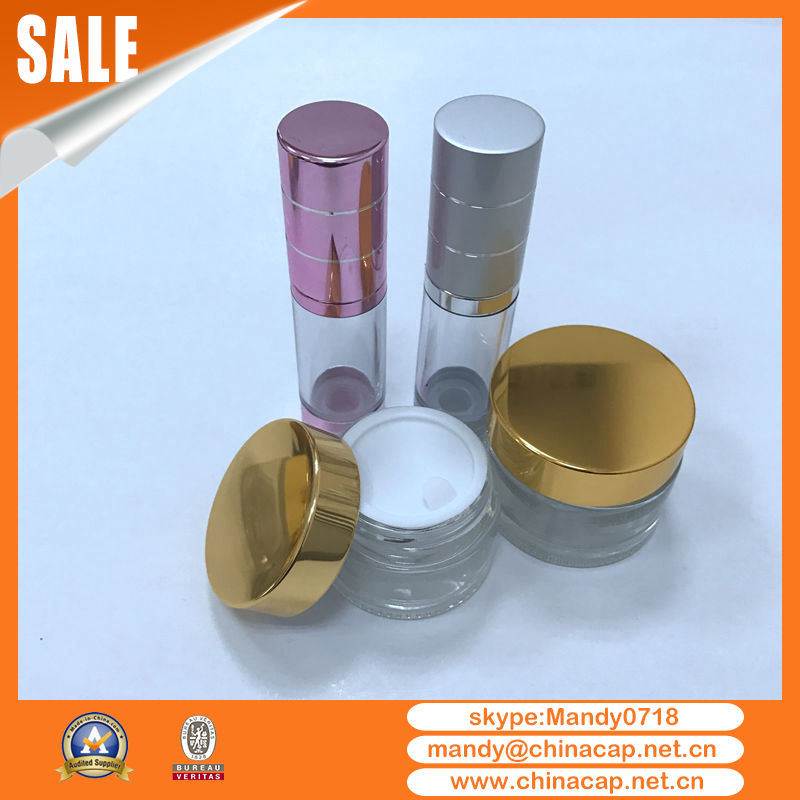 Skin Care Cream Clear Glass Jars with Silver Aluminum Cap