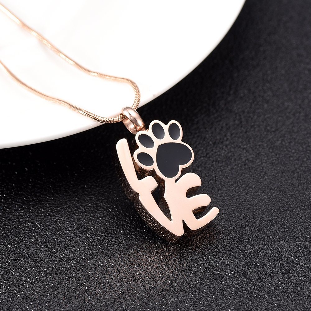 Stainless Steel Love Pet Paw Cremation Urn Pendant for Memorial