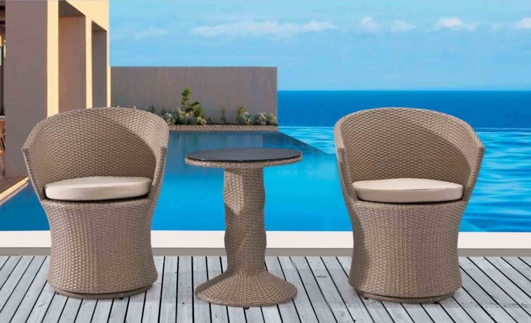 Outdoor Furniture Aluminum Rattan Table and Wicker Chair