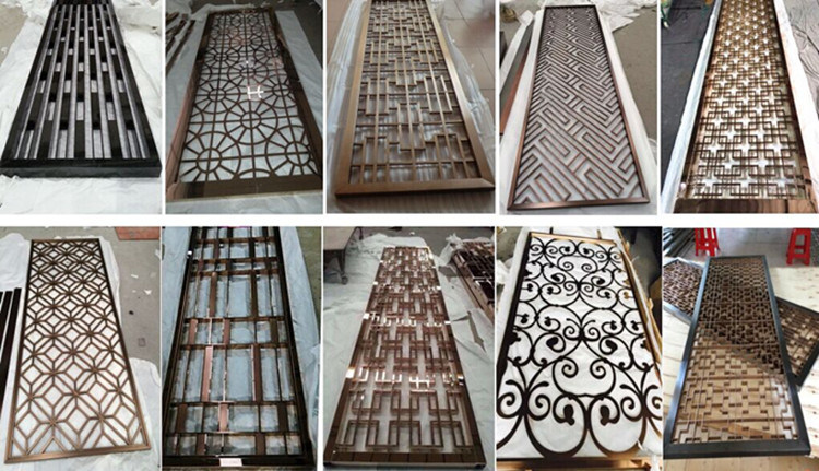 Foshan Customized Color Stainless Steel Screen for Living Room Wall Panel, Hollow Metal Laser Cutting Screen
