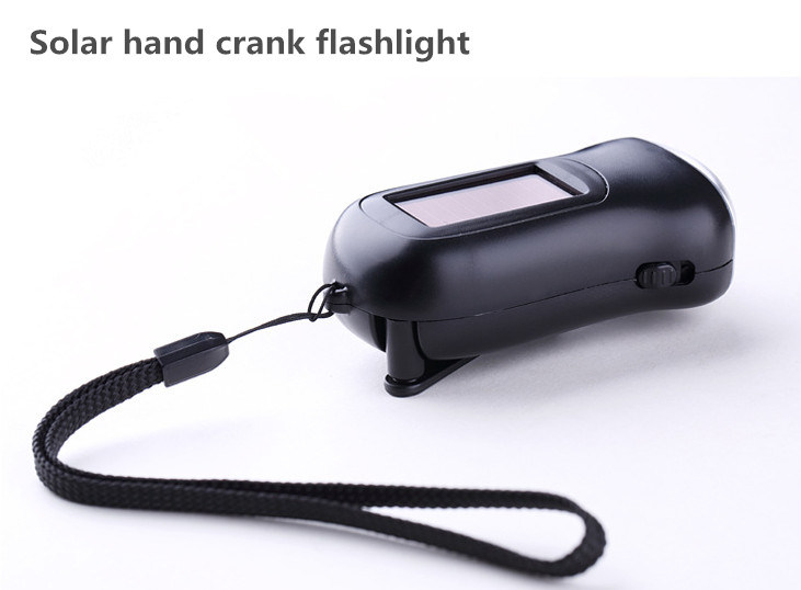 Outdoor Home 3 LED Dynamo Torch Rechargeable Hand Crank Solar Flashlight