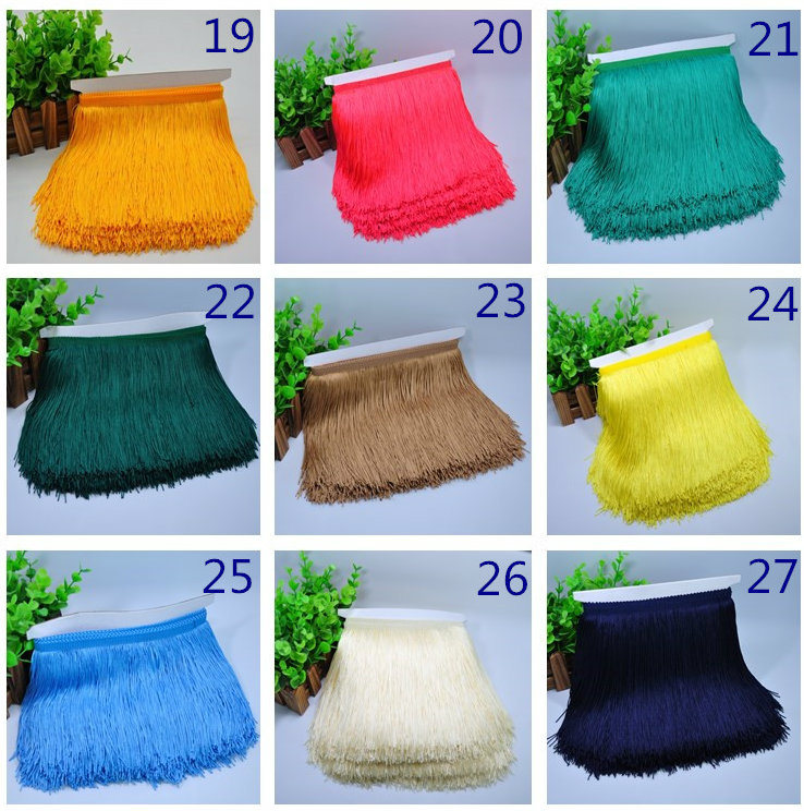 Wholesale 20cm High Quality Polyester Thread Thick Fringe Tassel for Dancing Dress