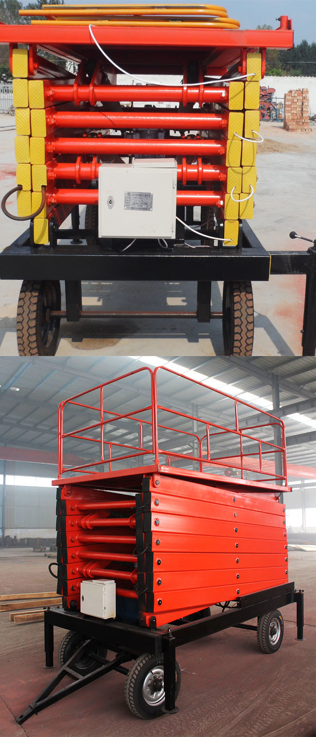 Stable Mobile Trailer Scissor Lift with 4 Tires