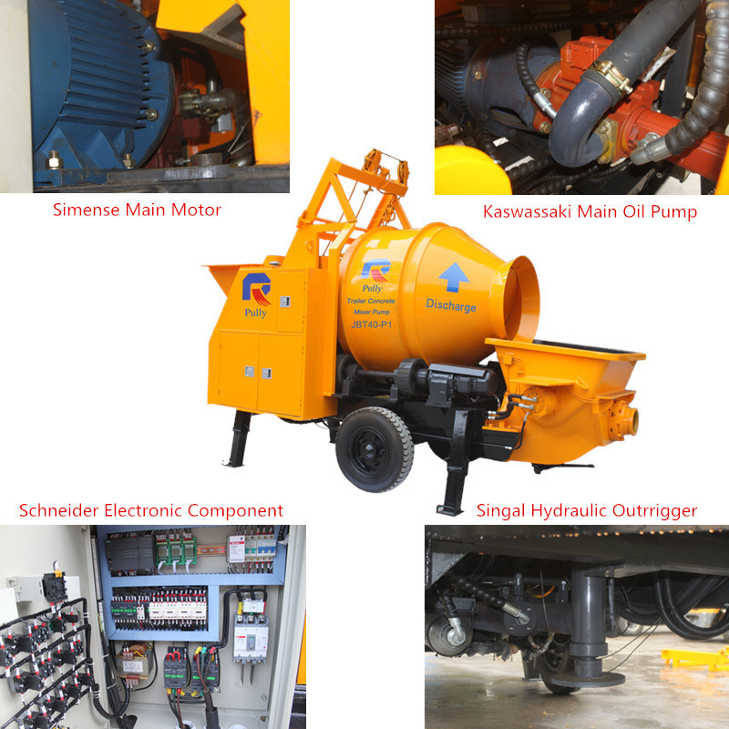 Portable Mini Trailer Concrete Mixer Pump Jbt40-P