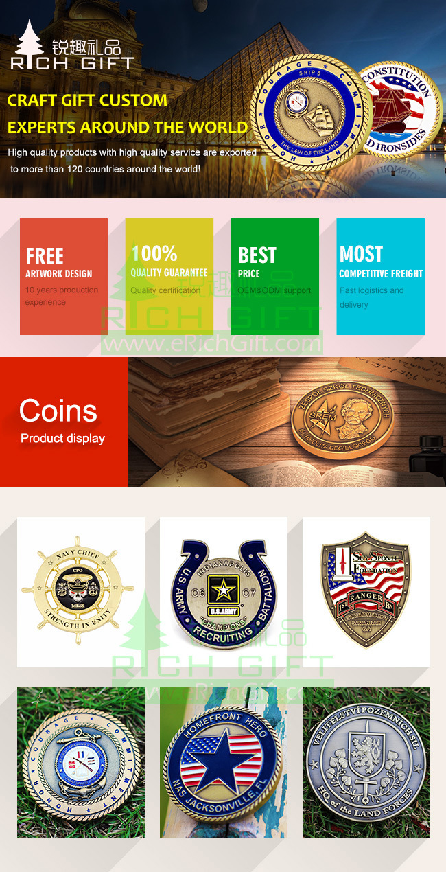 China Manufacturer Maker Custom Logo Commemorative Enamel Army 3D Metal Antique Souvenir Gold Military Award Silver Police Challenge Coin for Promotion Gift