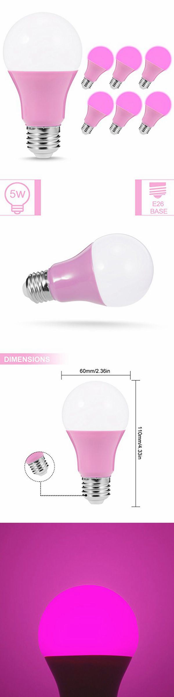 5W E26 LED Pink Light Bulbs 40W Equivalent Pink LED Chips A19 Light Bulbs for Decoration