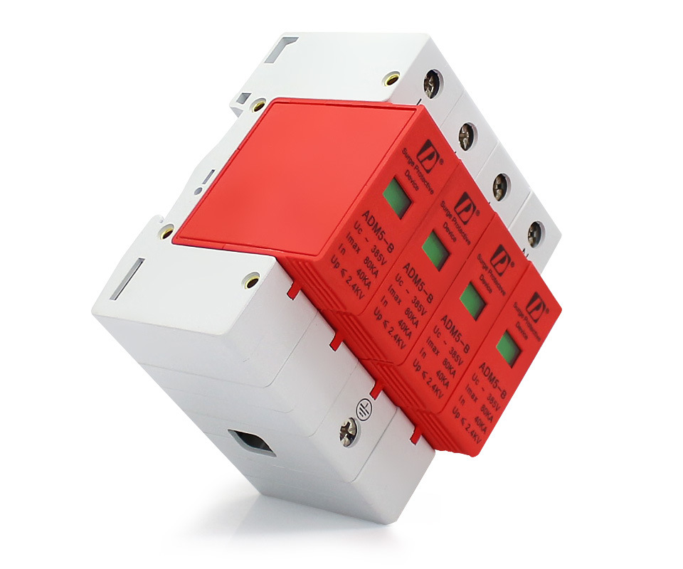 4p 40ka~80ka ~385V House Surge Protector Protective Low-Voltage Arrester Device 3p+N Lightning Protection AC SPD