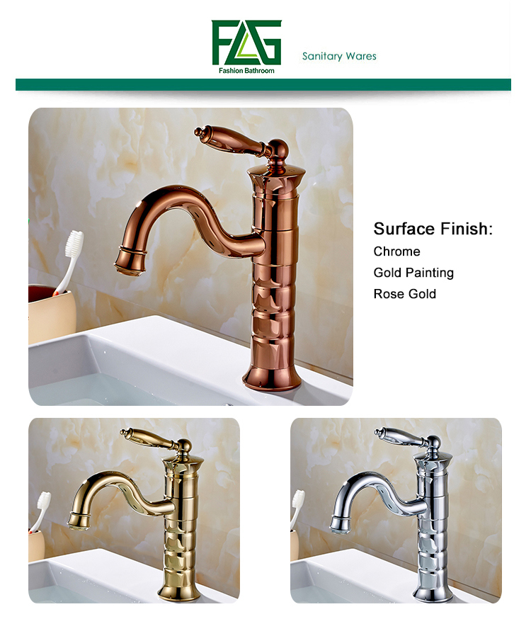 FLG Rose Golden Bathroom Basin Faucet Single Handle