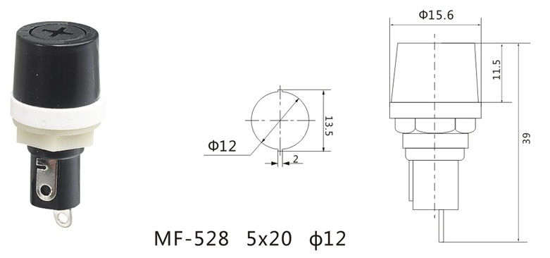 10A 250VAC Panel Mounting Fuse Holder for 5X20mm Fuse (MF-528)