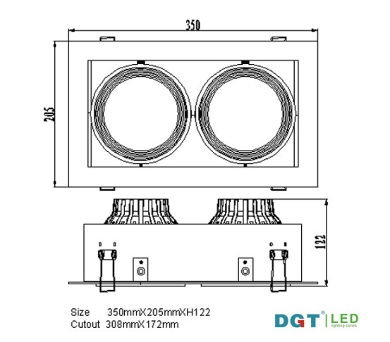 High Quality 4800lm 2*30W LED AR111 Recessed Grille Light