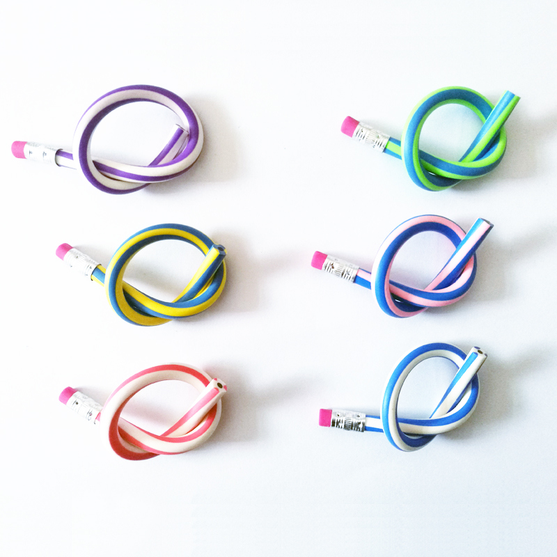 18cm Hb Promotional Gift Colorful Flexible Plastic PVC Twisted Pencil