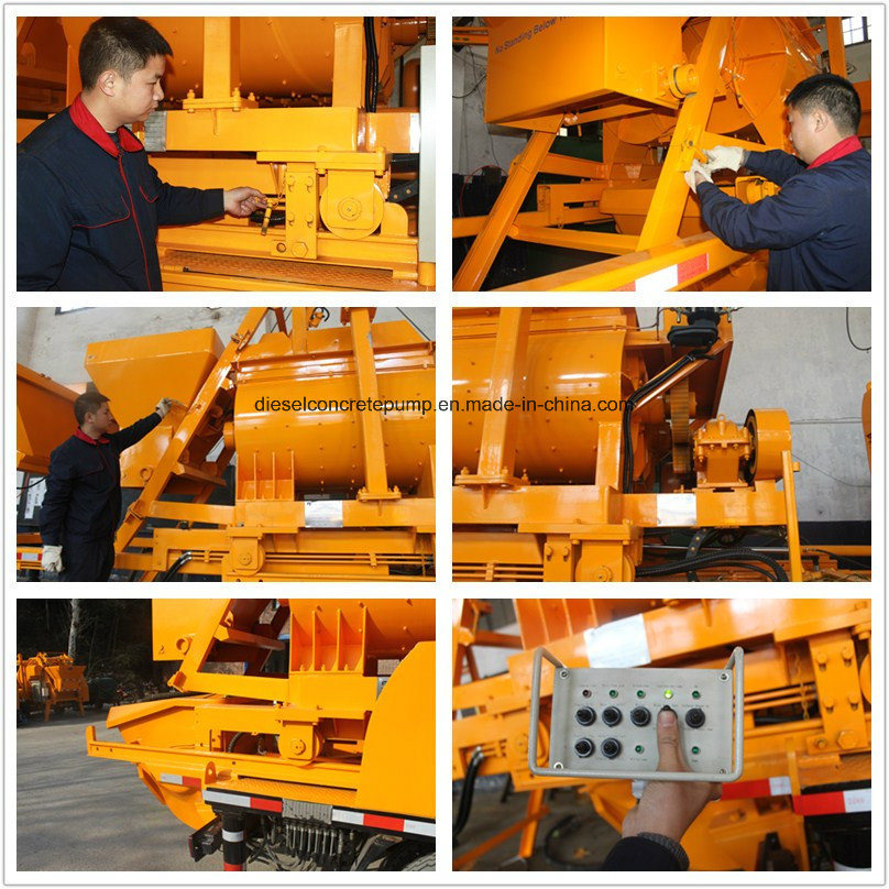 High Efficiency Mini Trailer Concrete Pump with Twin-Shaft Mixer