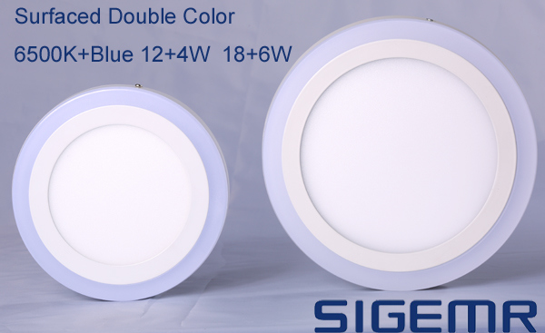 Sigemr Surfaced Double Color Round 6W 12W 18W 24W LED Panel