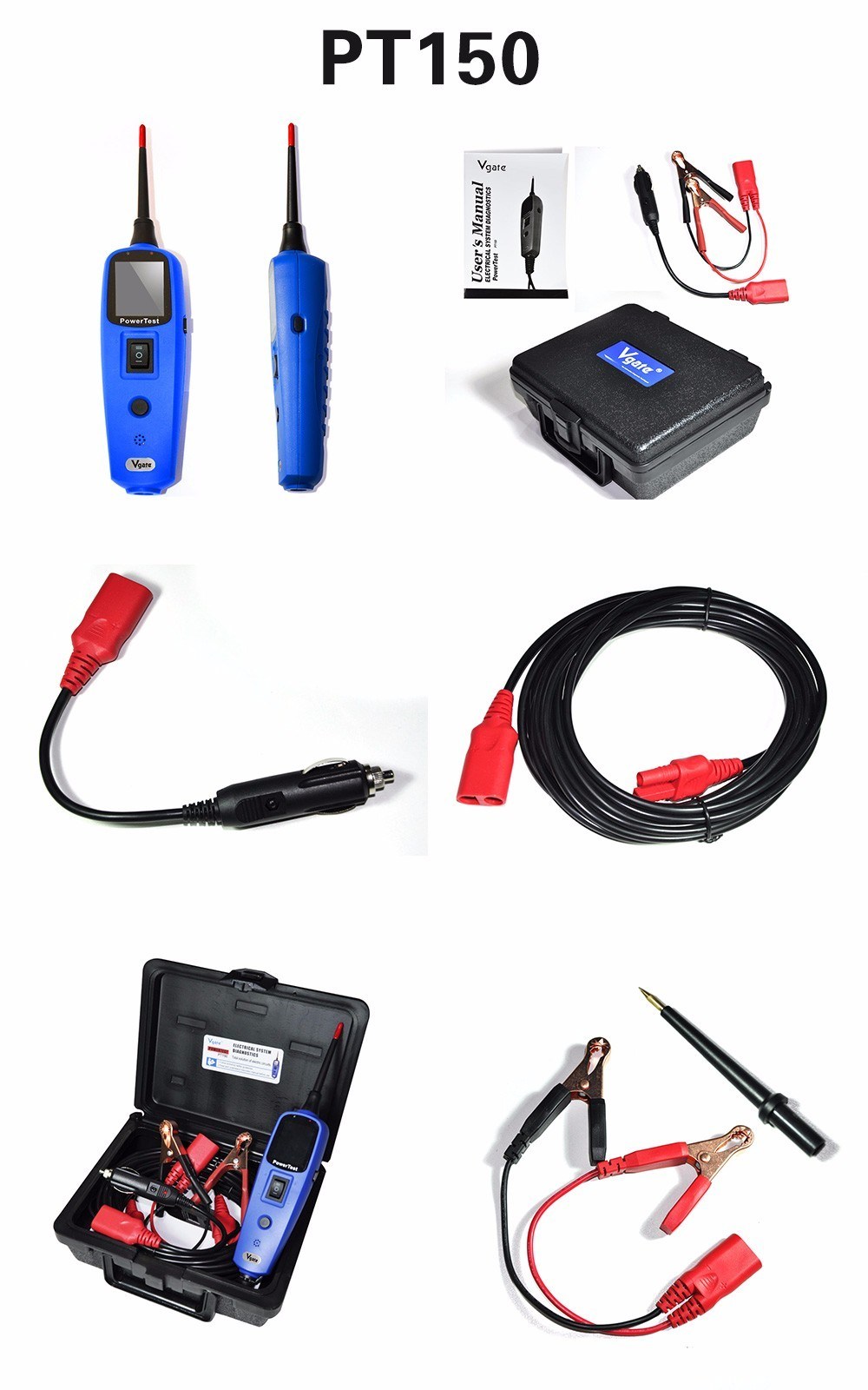 Vgate PT150 Electric Circuit Tester Same Function as Autel Powerscan PS100 Autek Yd208 Car Electrical System Tester Tool PT150