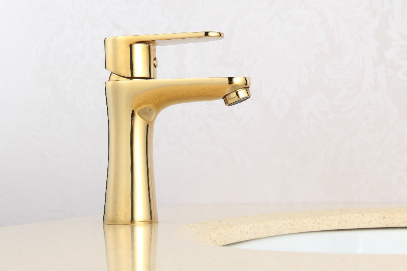 Single Handle Gold Brass Bathroom Basin Faucet Factory